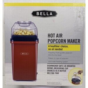 Bella Hot Air Electric Popcorn Maker Model #RH988 - Red - New Open Box